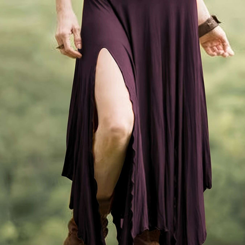 Women's High Waist Split Skirt - Asymmetrical Hem for Spring/Summer   OAXG 