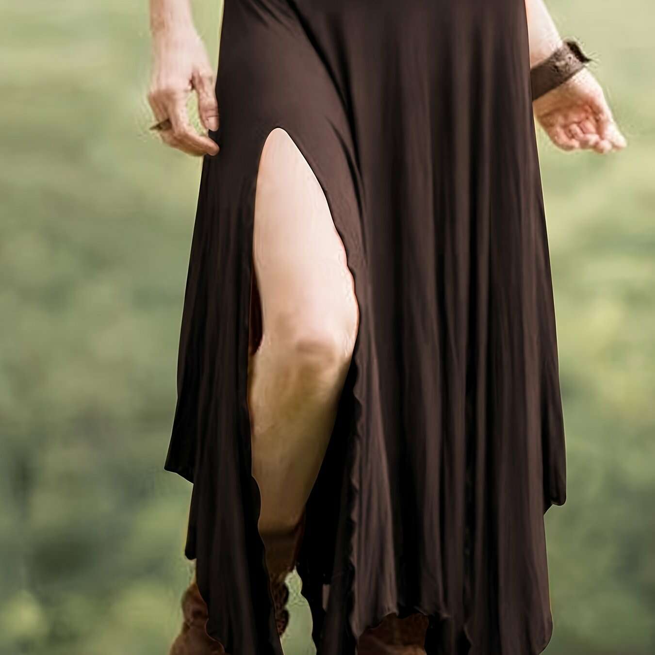 Women's High Waist Split Skirt - Asymmetrical Hem for Spring/Summer   OAXG 