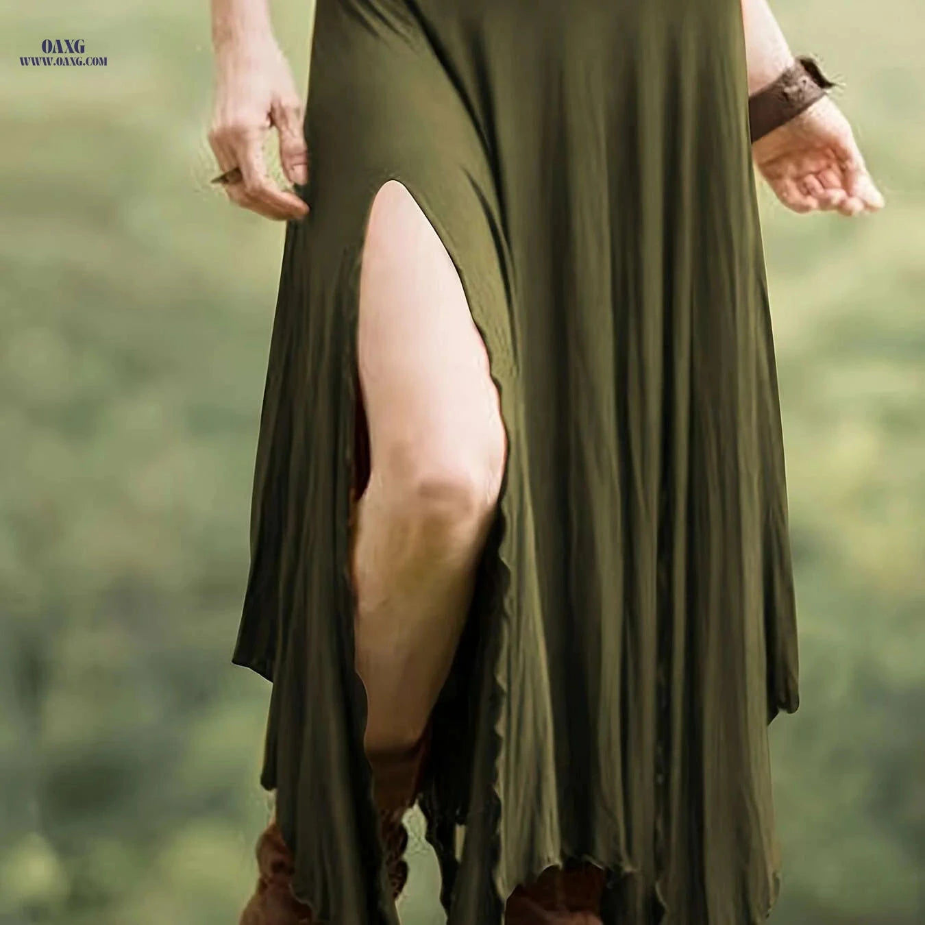 Women's High Waist Split Skirt - Asymmetrical Hem for Spring/Summer   OAXG 