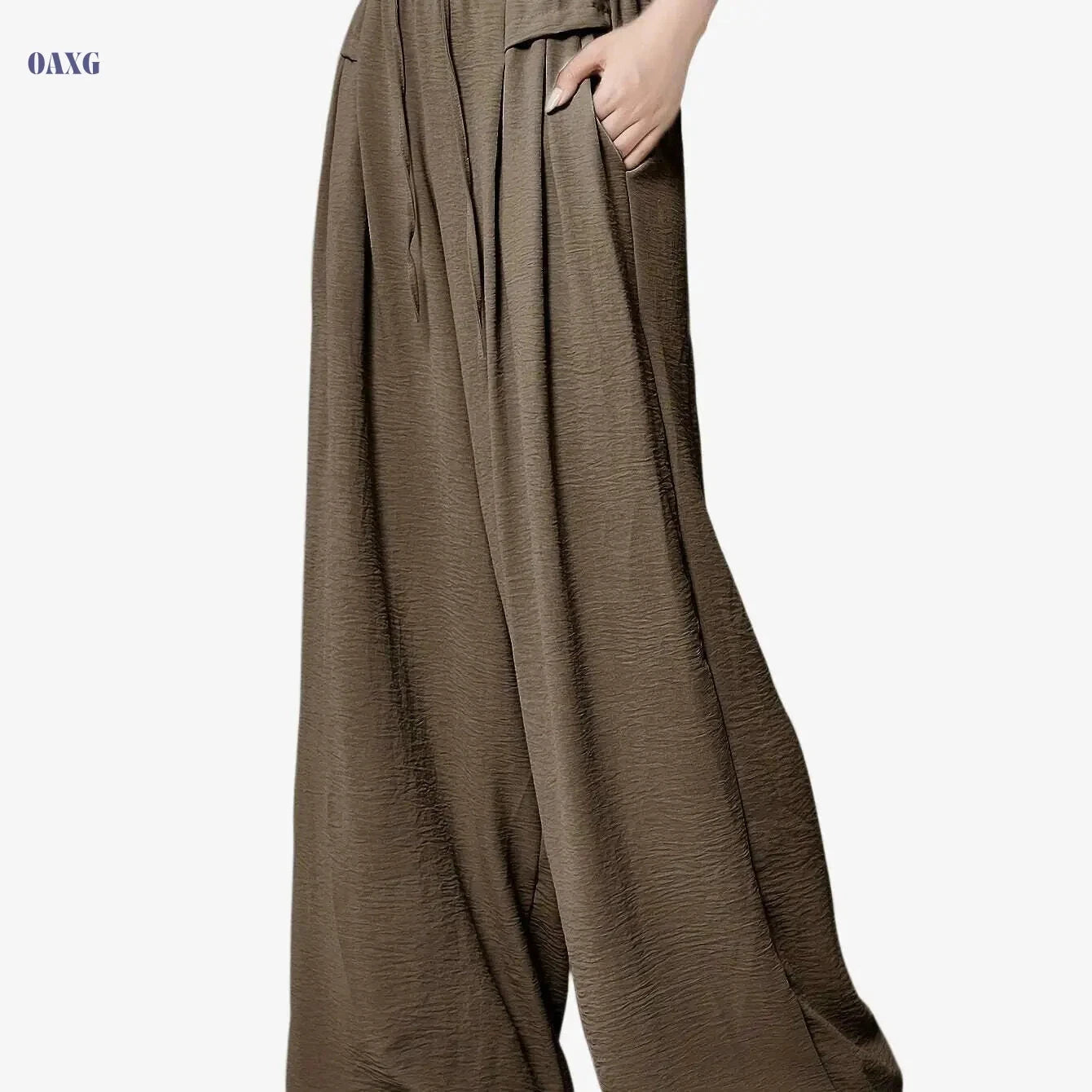 Women's High Waist Sports Culottes - Drawstring Wide-Leg Pants   OAXG Black / S
