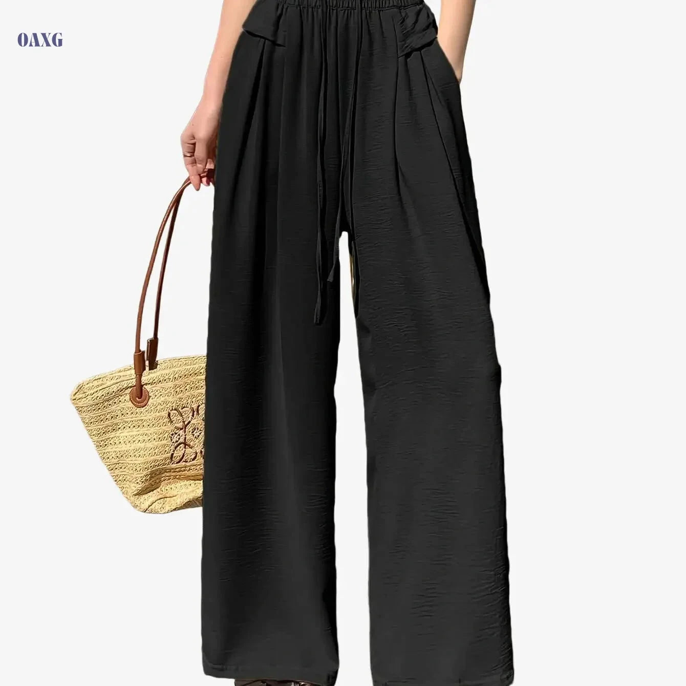 Women's High Waist Sports Culottes - Drawstring Wide-Leg Pants   OAXG 