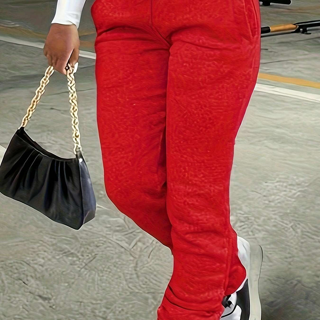 Women's High Waist Straight-Leg Jogger Pants - Casual Drawstring Trousers   OAXG Light Grey / S
