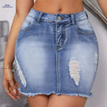 Women's High-Waist Stretch Denim Skirt - Ripped Detail, Slim Fit   OAXG Blue / XS