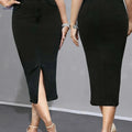 Women's High-Waist Stretch Denim Skirt - Slim Fit Casual Black   OAXG Black / XS