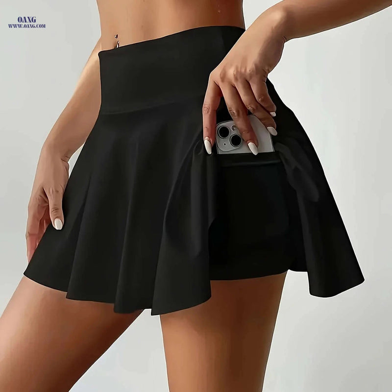 Women's High-Waist Tummy Control Skort - Breathable, Anti-Chafing   OAXG Black / S