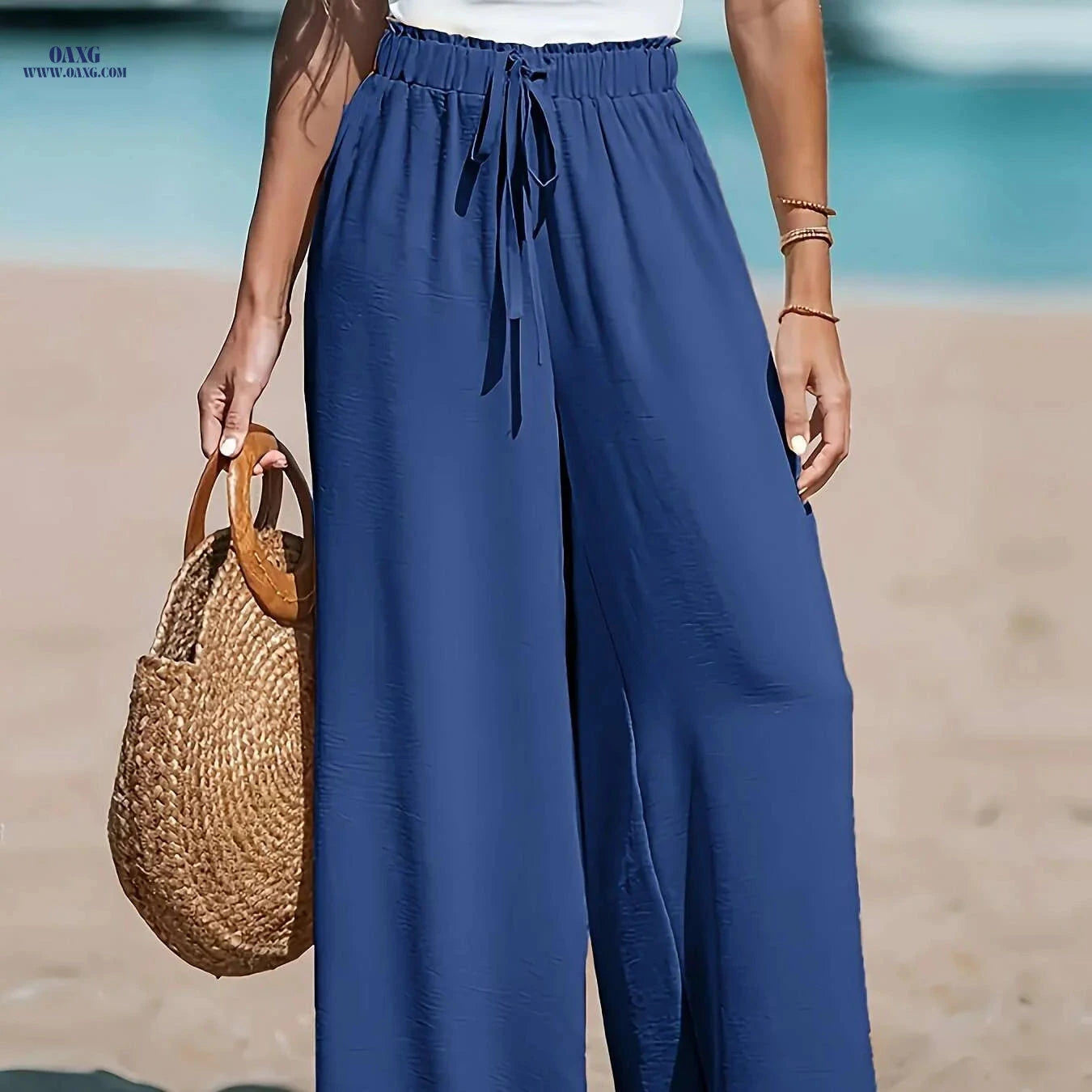 Women's High-Waist Wide-Leg Pants - Breathable Casual Trousers   OAXG 