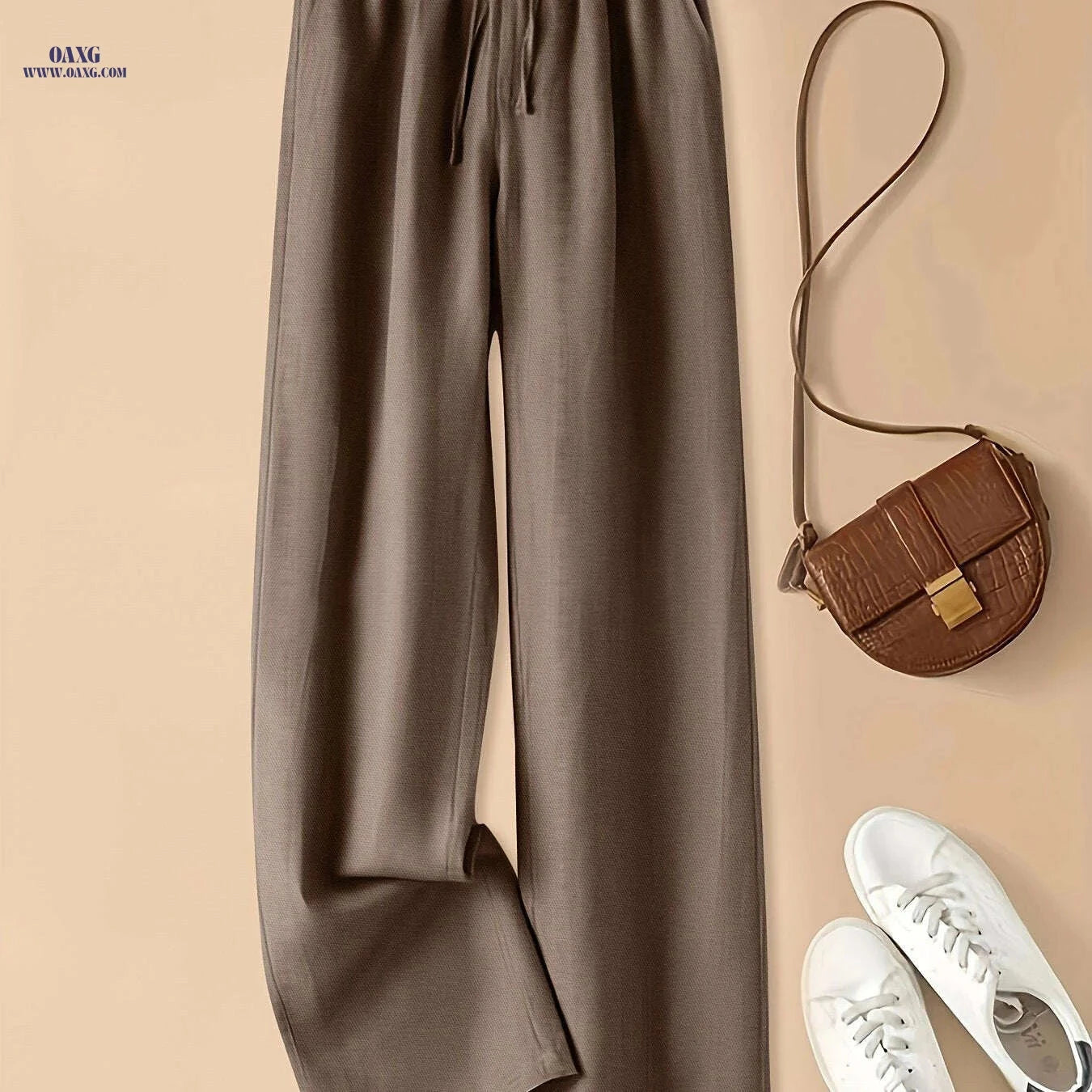 Women's High-Waist Wide Leg Viscose Pants - Casual Summer Style   OAXG 