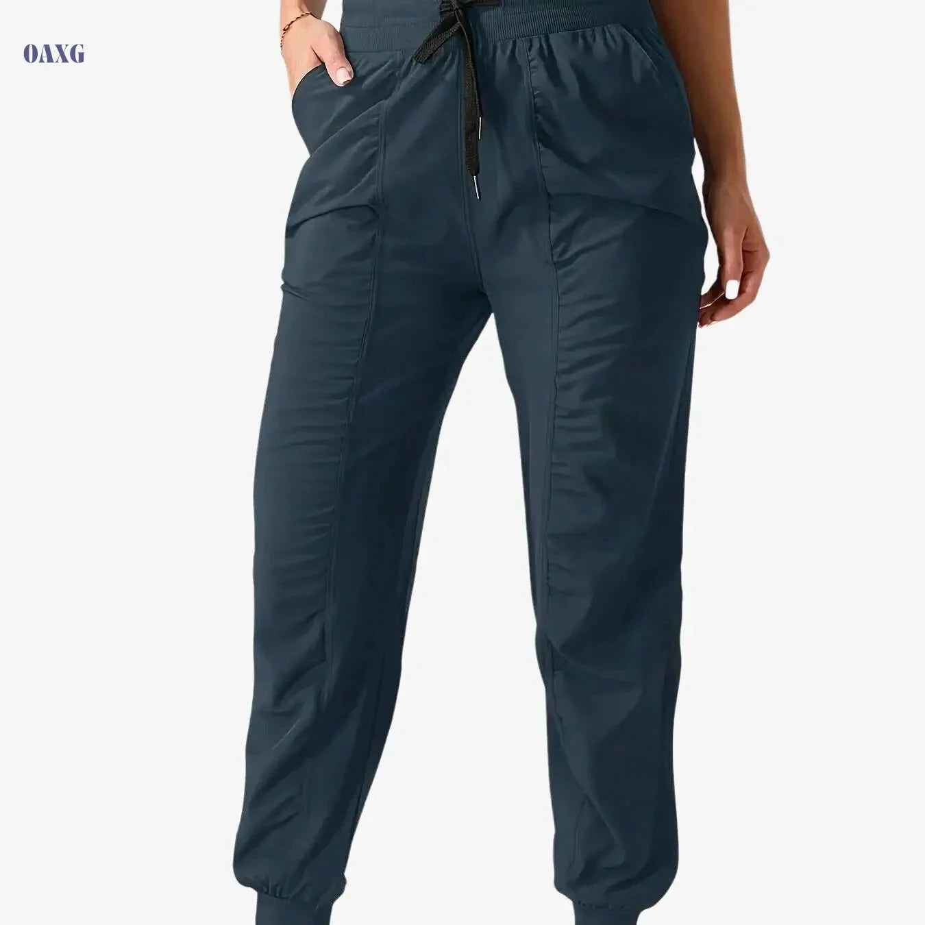 Women's High-Waisted Athletic Joggers - Comfortable Fit, Drawstring Waist   OAXG 