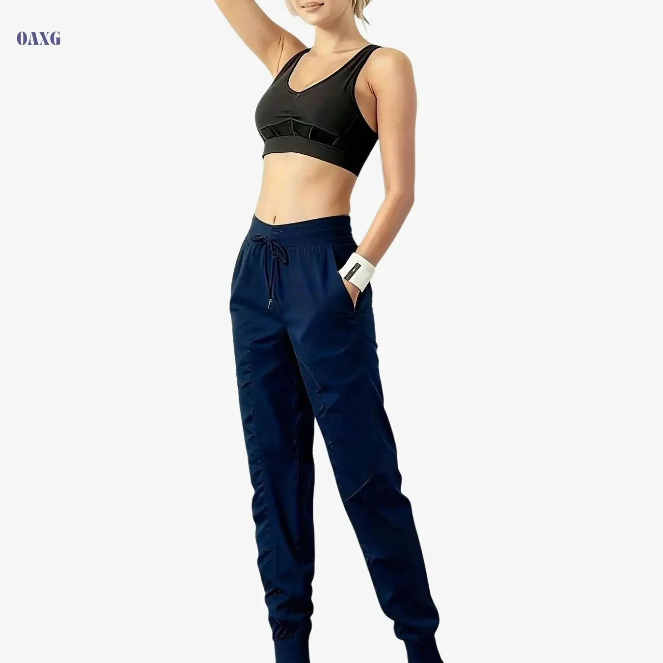 Women's High-Waisted Athletic Joggers - Comfortable Fit, Drawstring Waist   OAXG Black / S