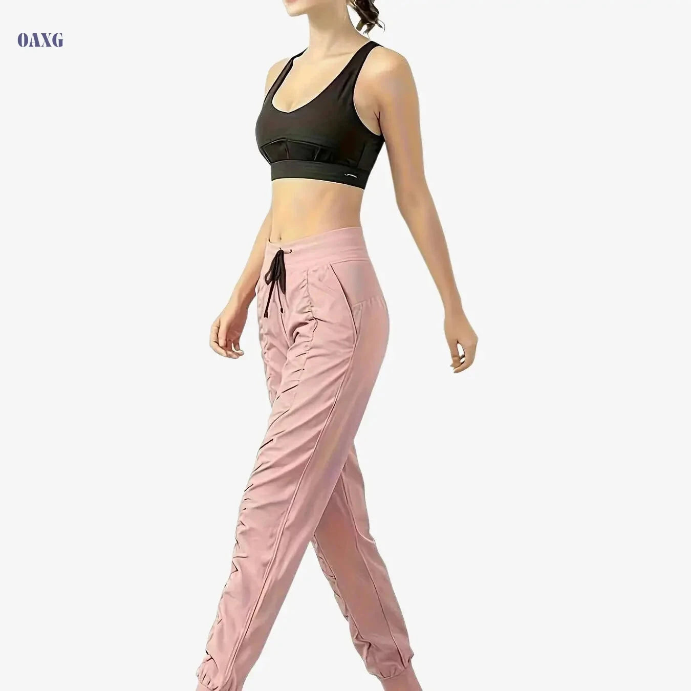 Women's High-Waisted Athletic Joggers - Comfortable Fit, Drawstring Waist   OAXG Black / S