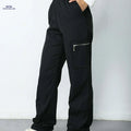 Women's High-Waisted Cargo Pants - Elastic Waistband, Side Pockets   OAXG 