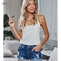 Women's High-Waisted Denim Shorts - Distressed Rolled Hem Jeans   OAXG 