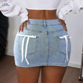 Women's High-Waisted Denim Shorts - Elegant Bow Detail & Stretchy Fit   OAXG 