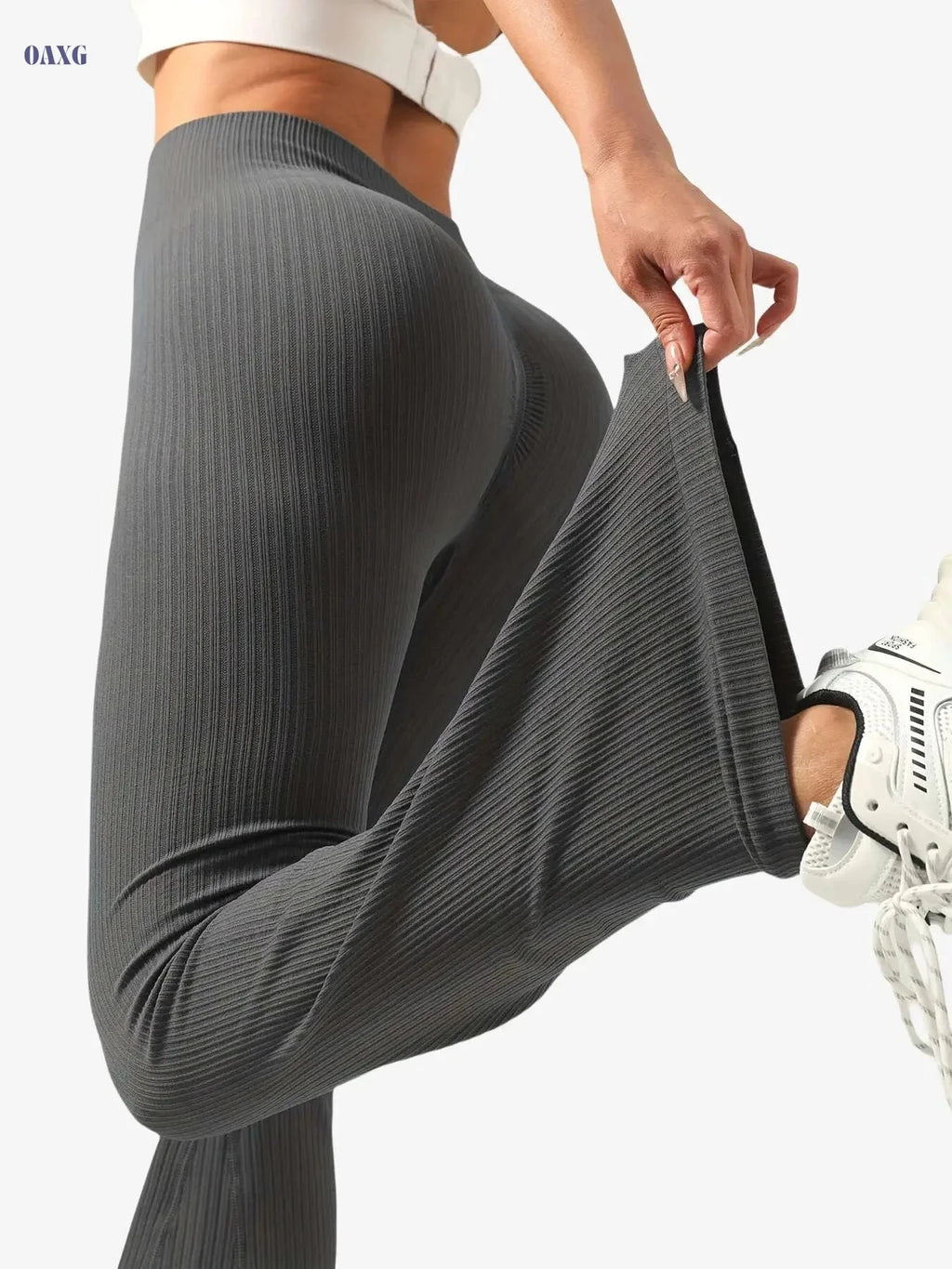 Women's High-Waisted Flared Pants - Comfortable Stretch Yoga & Sports   OAXG Pine cone brown / XS