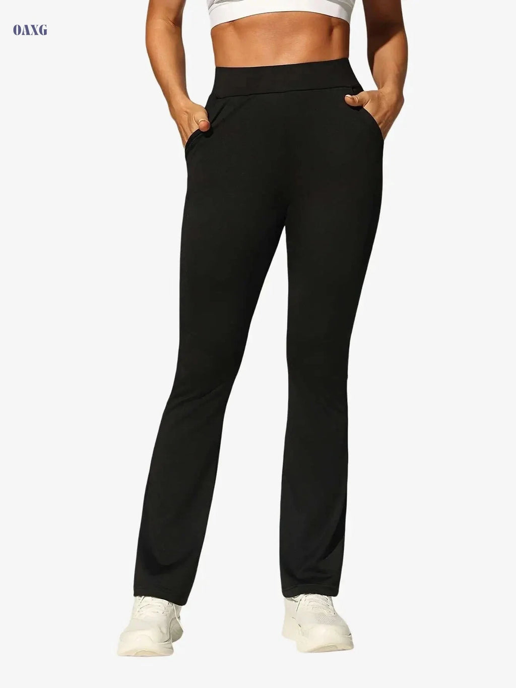 Women's High-Waisted Flared Pants - Stylish, Comfortable, All-Season Wear   OAXG Black / S