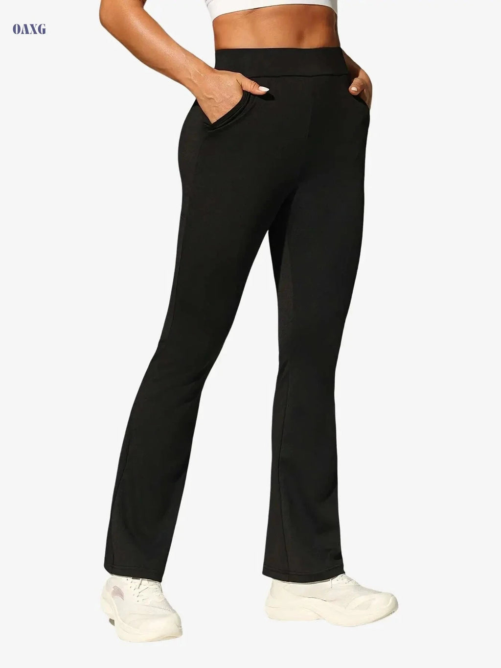 Women's High-Waisted Flared Pants - Stylish, Comfortable, All-Season Wear   OAXG Black / S