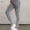 Women's High-Waisted Gray Jeans - Snowflake Detail, All-Season Style   OAXG 