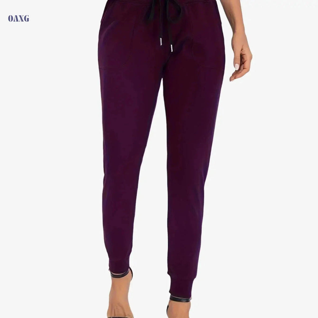 Women's High-Waisted Jogger Pants - Elastic Drawstring, Loose Fit   OAXG 