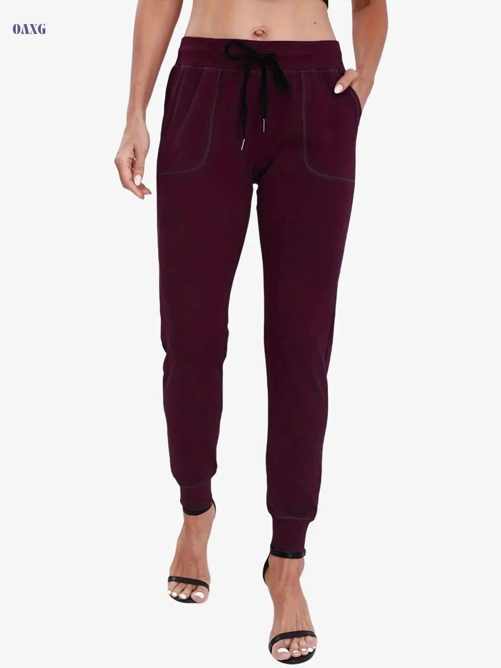 Women's High-Waisted Jogger Pants - Elastic Drawstring, Loose Fit   OAXG 