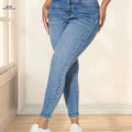 Women's High-Waisted Light Blue Denim Jeans - Slim Fit & Stretchy   OAXG Blue / XS