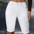 Women's High-Waisted Non-See-Through Stretch Jeans - Denim Shorts   OAXG 