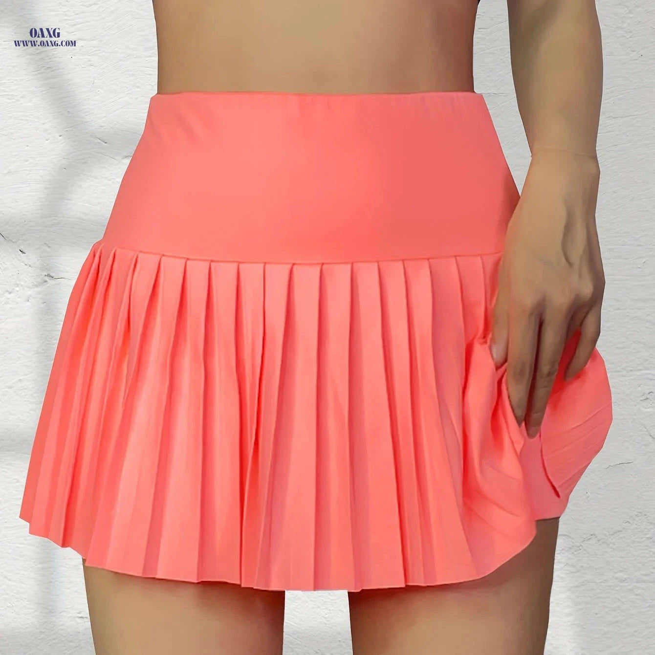 Women's High-Waisted Pink Skirt - Casual Ruffled Hem with Pockets   OAXG White / S