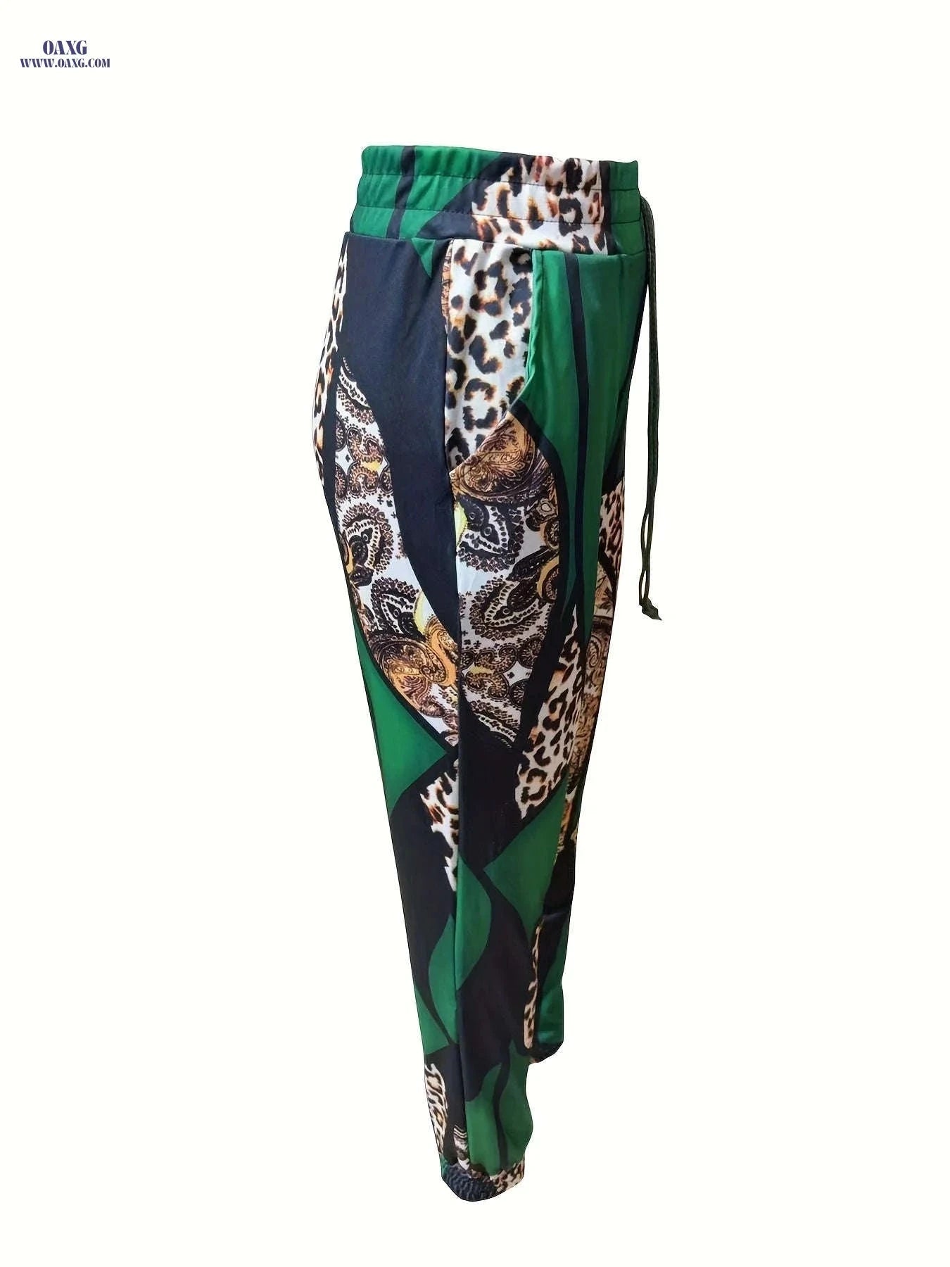 Women's High-Waisted Printed Jogger Pants - Casual All-Season Style   OAXG 【Multicolor】 / S