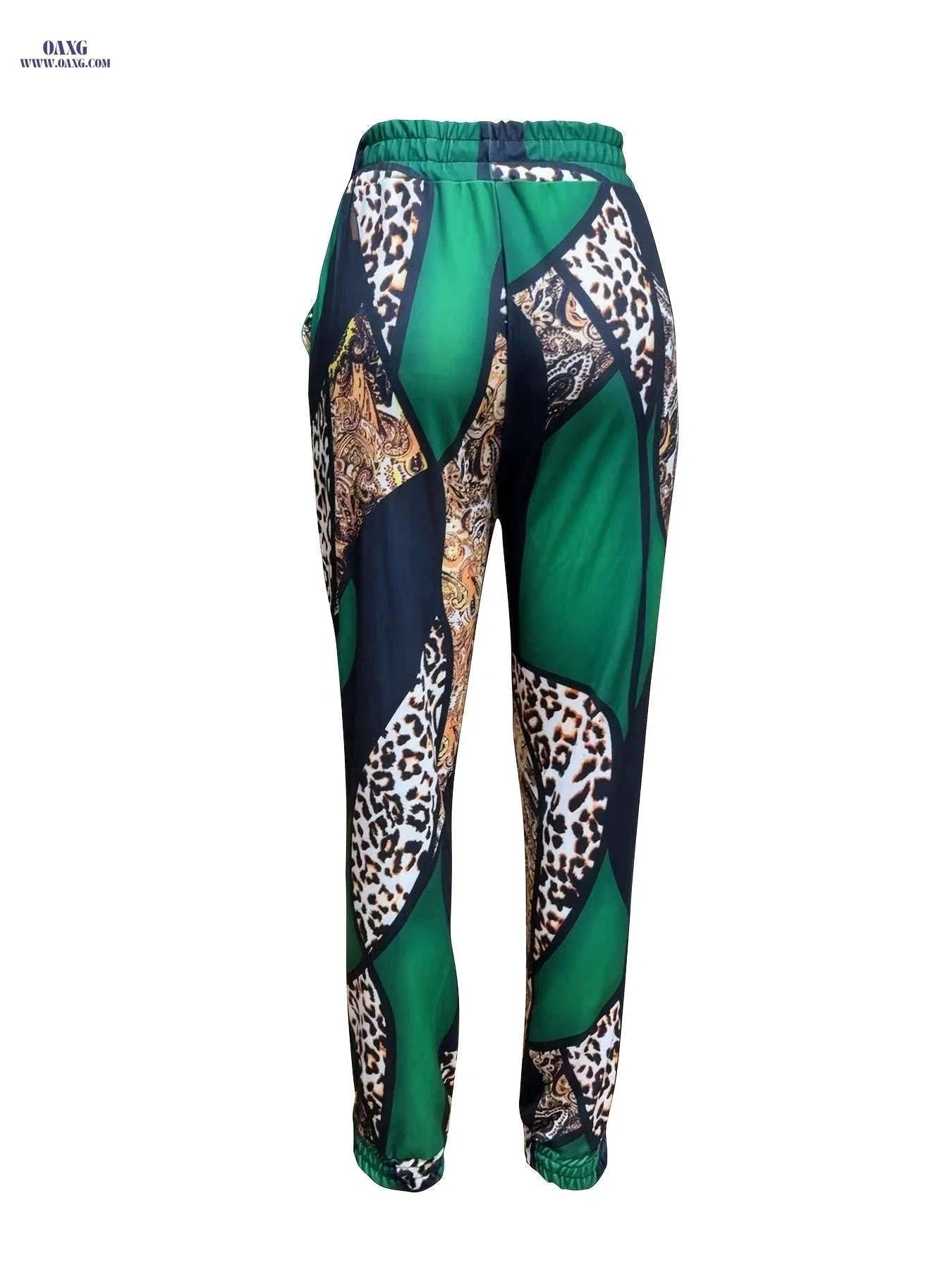 Women's High-Waisted Printed Jogger Pants - Casual All-Season Style   OAXG 【Multicolor】 / S