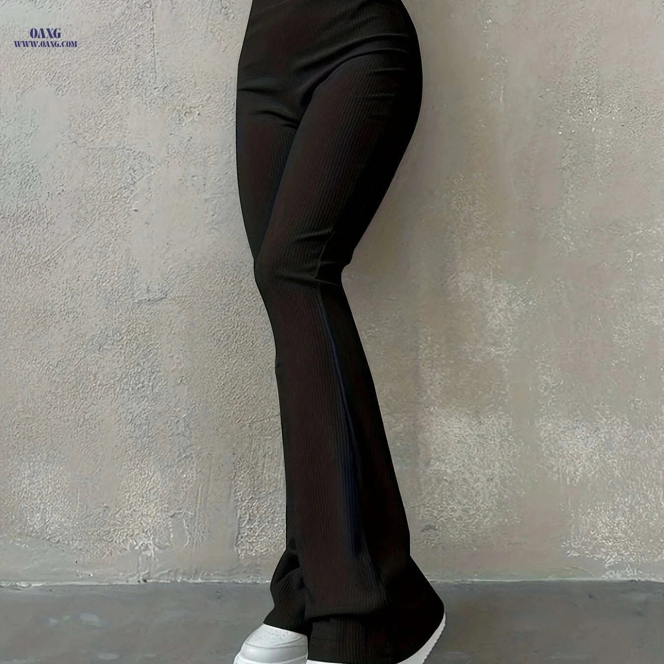 Women's High Waisted Rib Knit Leggings - Casual Fall Fashion Pants   OAXG 