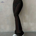 Women's High Waisted Rib Knit Leggings - Casual Fall Fashion Pants   OAXG Black / XS