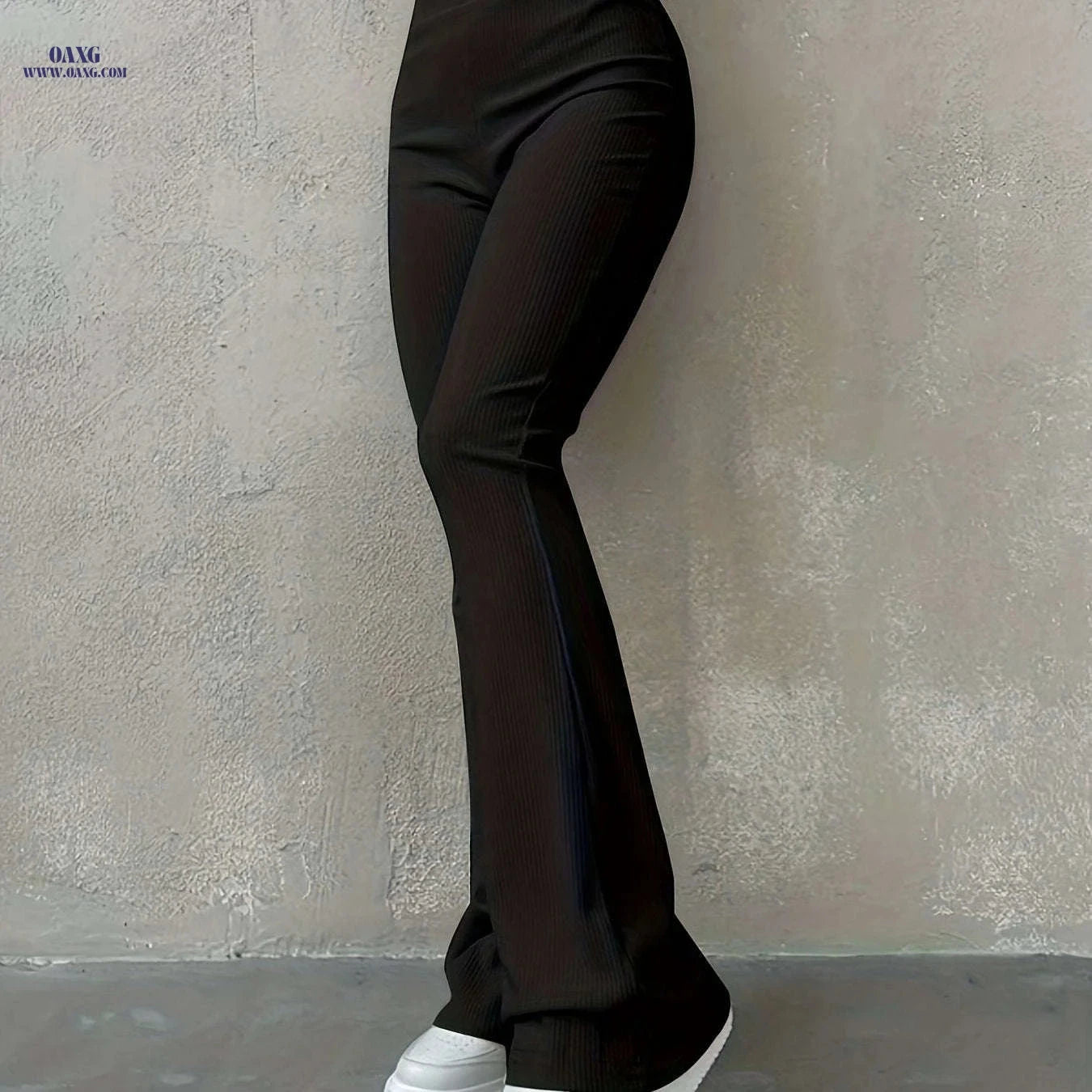 Women's High Waisted Rib Knit Leggings - Casual Fall Fashion Pants   OAXG Black / XS