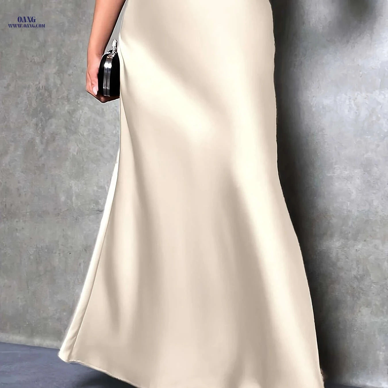 Women's High-Waisted Satin Skirt - Elegant Solid Color for All Seasons   OAXG 
