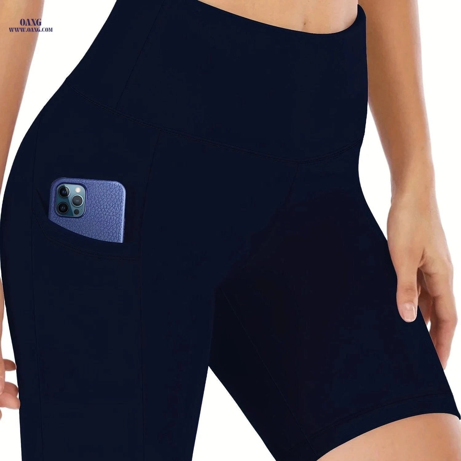 Women's High Waisted Shorts - 4-Way Stretch, Tummy Control, Pockets   OAXG 