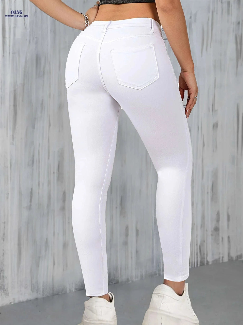 Women's High-Waisted Slim-Fit Stretch Skinny Jeans - Elegant Casual Style   OAXG White / XS