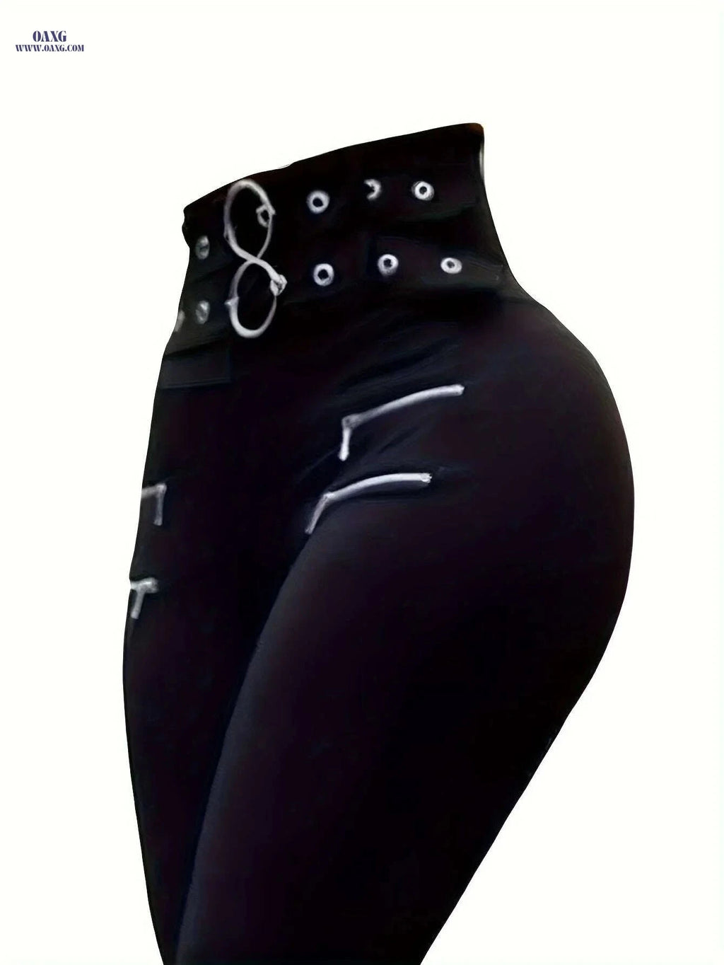 Women's High-Waisted Slim-Fit Zipper Pants - Stretchable & Chic   OAXG Black / S
