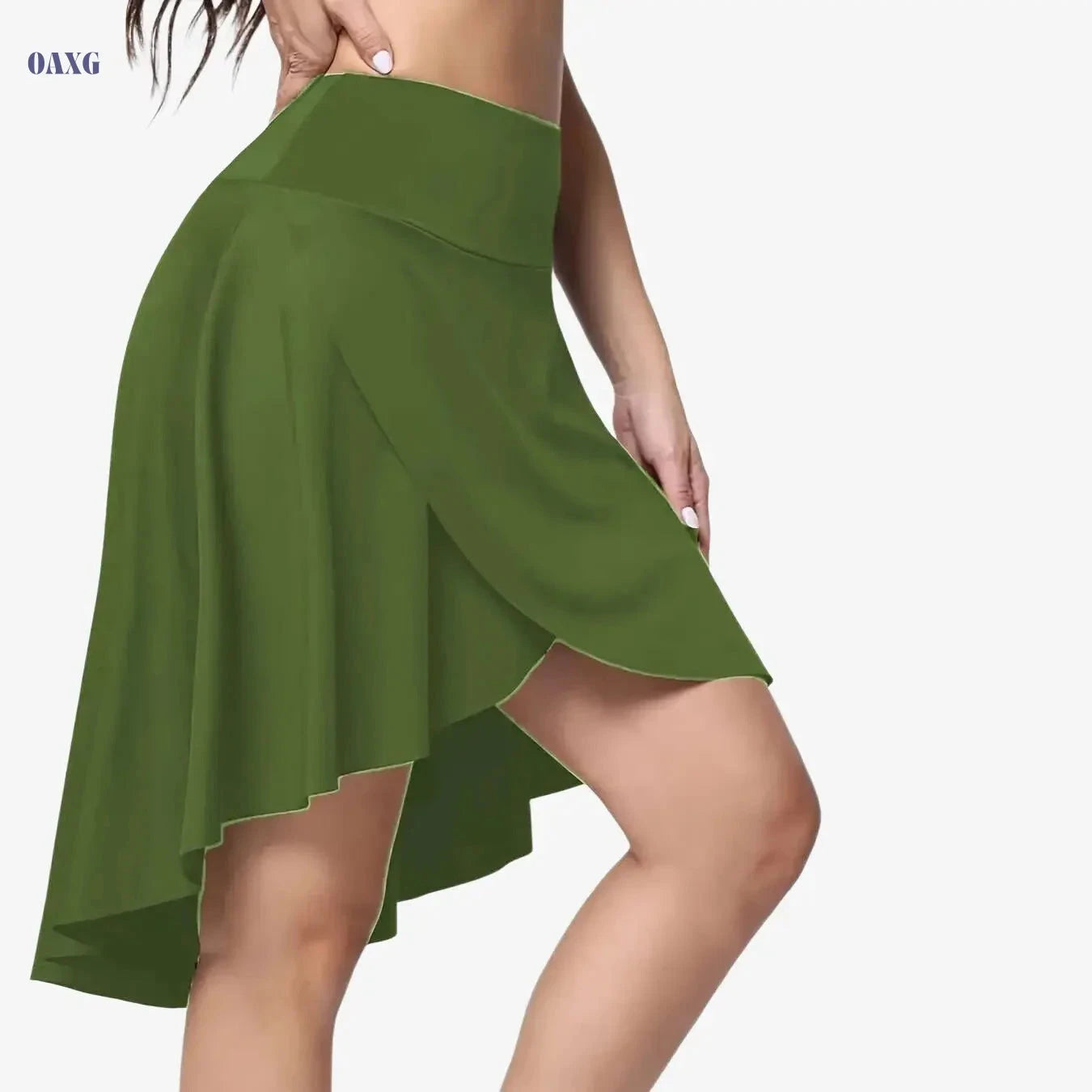 Women's High-Waisted Sports Skirt - Asymmetrical Hem & Pockets   OAXG 
