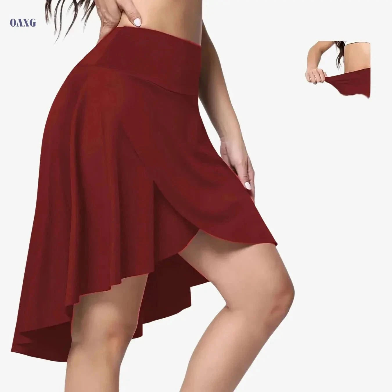 Women's High-Waisted Sports Skirt - Asymmetrical Hem & Pockets   OAXG Blue / XS