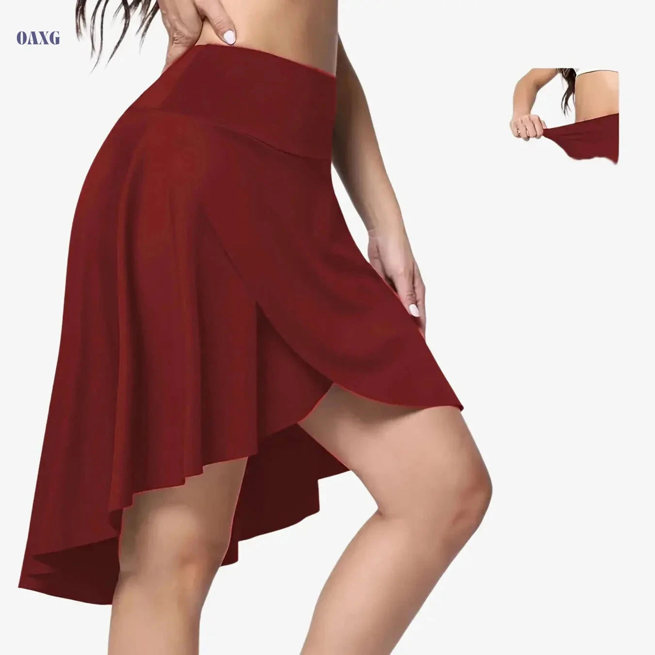 Women's High-Waisted Sports Skirt - Asymmetrical Hem & Pockets   OAXG Blue / XS