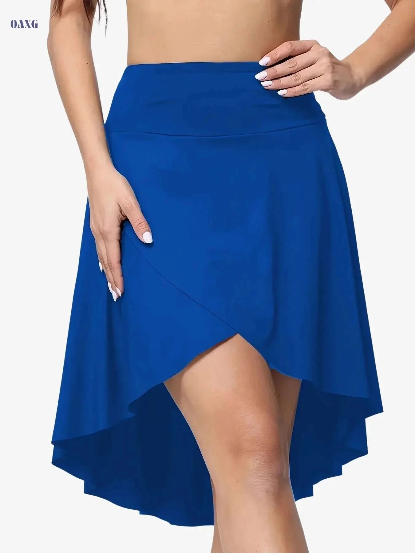 Women's High-Waisted Sports Skirt - Asymmetrical Hem & Pockets   OAXG 