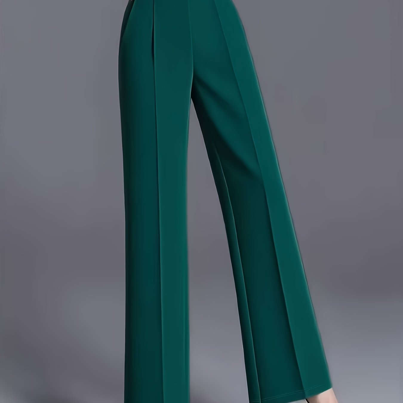 Women's High-Waisted Straight-Leg Pants - Elegant Slant Pockets   OAXG 
