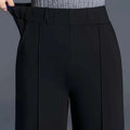 Women's High-Waisted Straight-Leg Pants - Elegant Slant Pockets   OAXG Black / XS