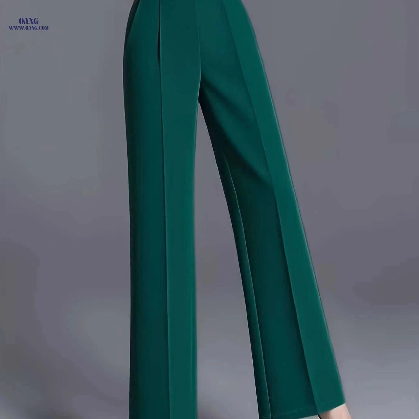 Women's High-Waisted Straight-Leg Pants - Elegant Slant Pockets   OAXG Black / XS