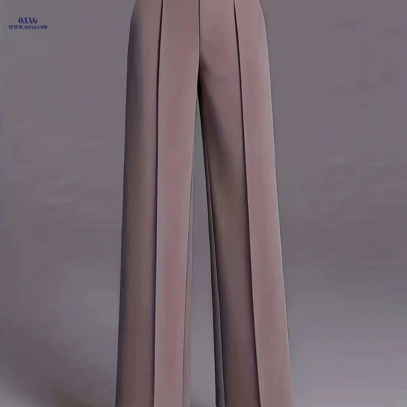 Women's High-Waisted Straight-Leg Pants - Elegant Slant Pockets   OAXG Black / XS