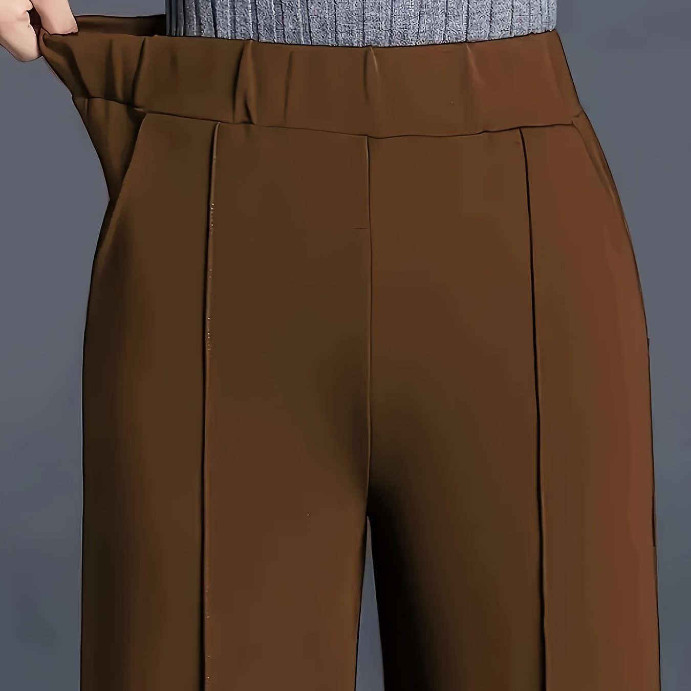 Women's High-Waisted Straight-Leg Pants - Elegant Slant Pockets   OAXG Black / XS