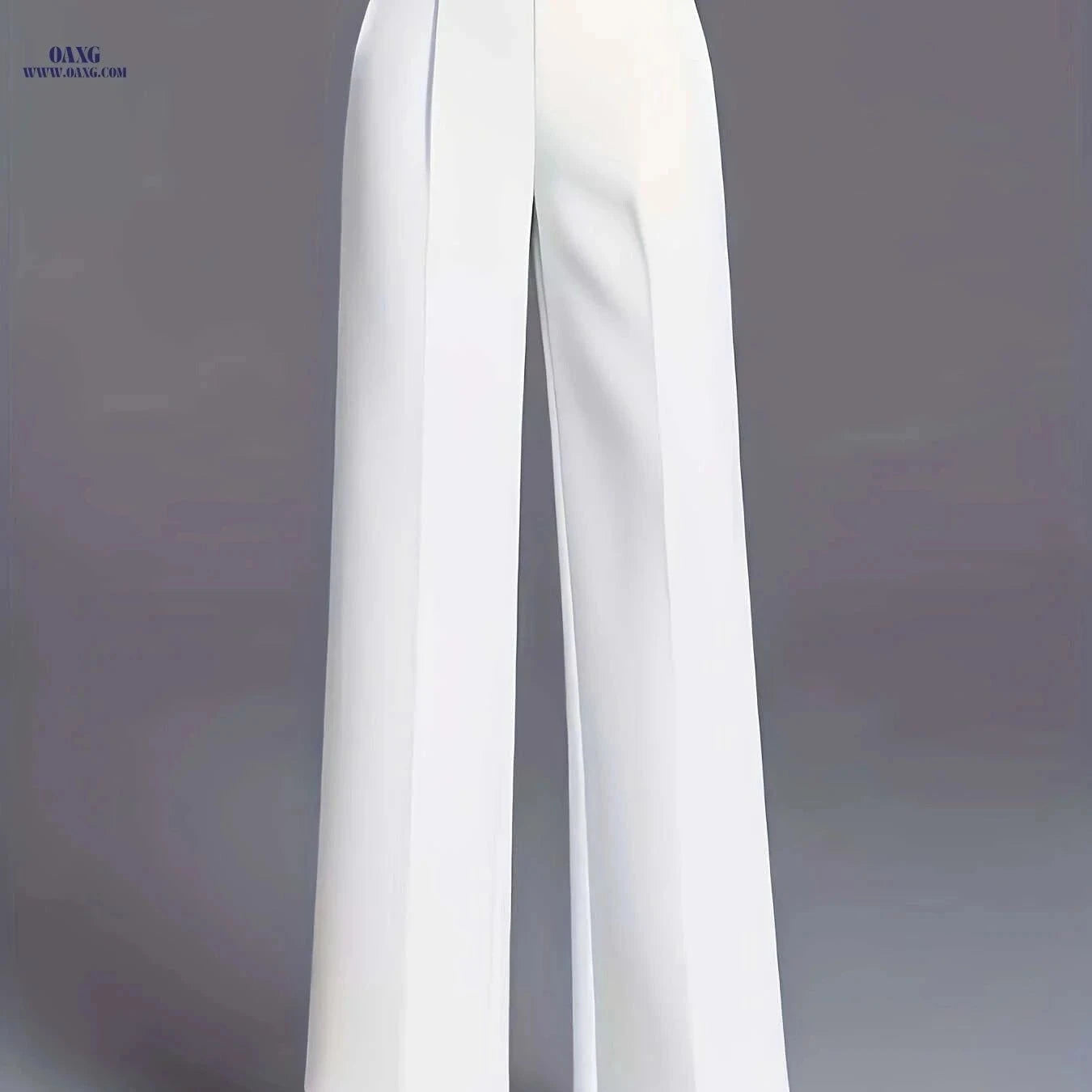 Women's High-Waisted Straight-Leg Pants - Elegant Slant Pockets   OAXG Black / XS