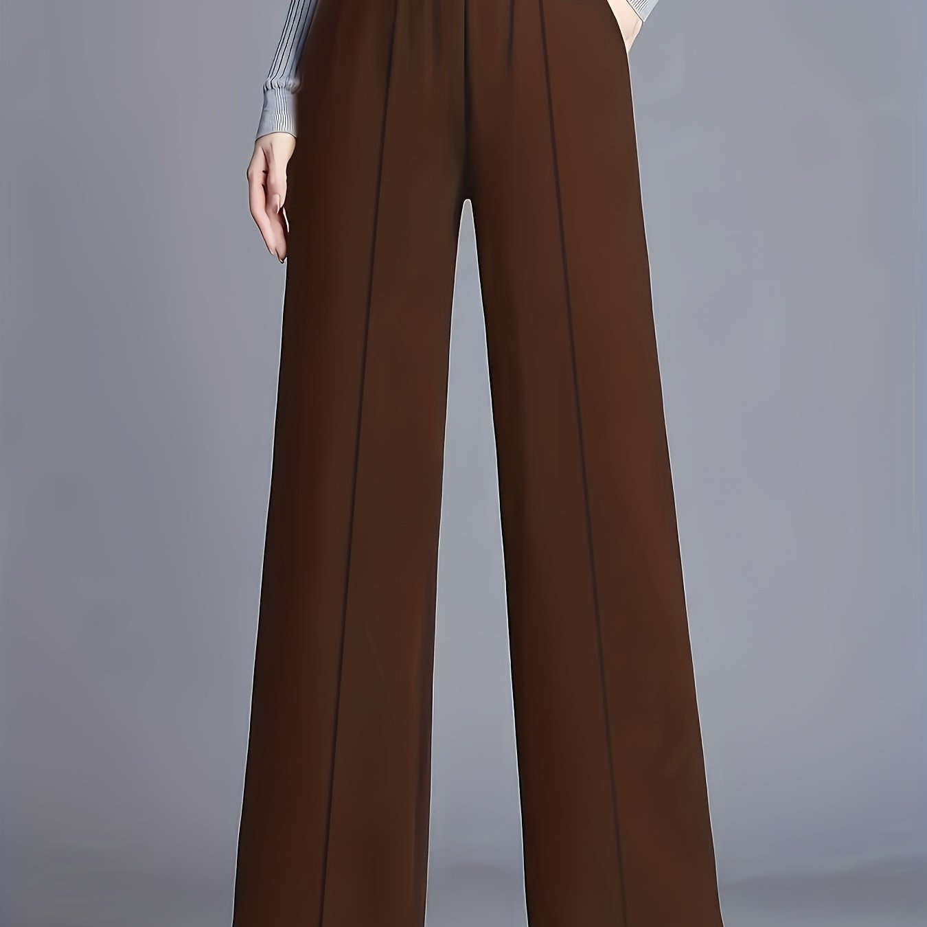 Women's High-Waisted Straight-Leg Pants - Elegant Slant Pockets   OAXG Black / XS