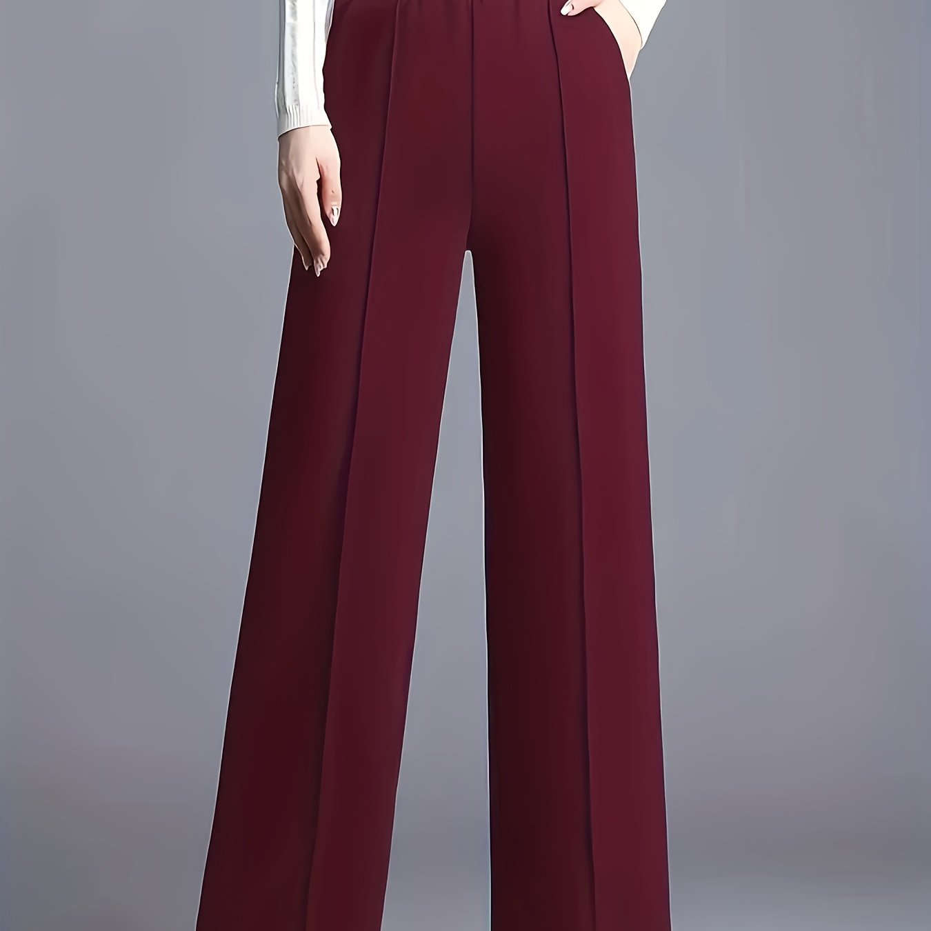 Women's High-Waisted Straight-Leg Pants - Elegant Slant Pockets   OAXG Black / XS
