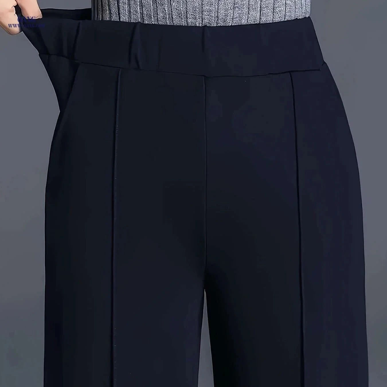 Women's High-Waisted Straight-Leg Pants - Elegant Slant Pockets   OAXG Black / XS