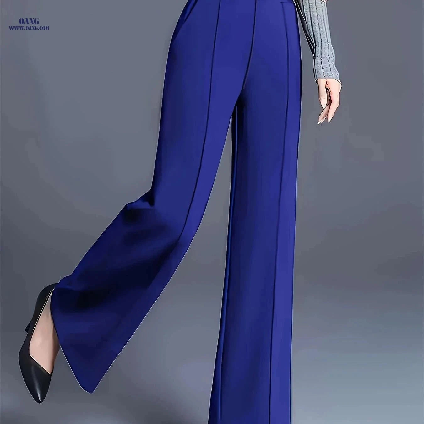 Women's High-Waisted Straight-Leg Pants - Elegant Slant Pockets   OAXG Black / XS