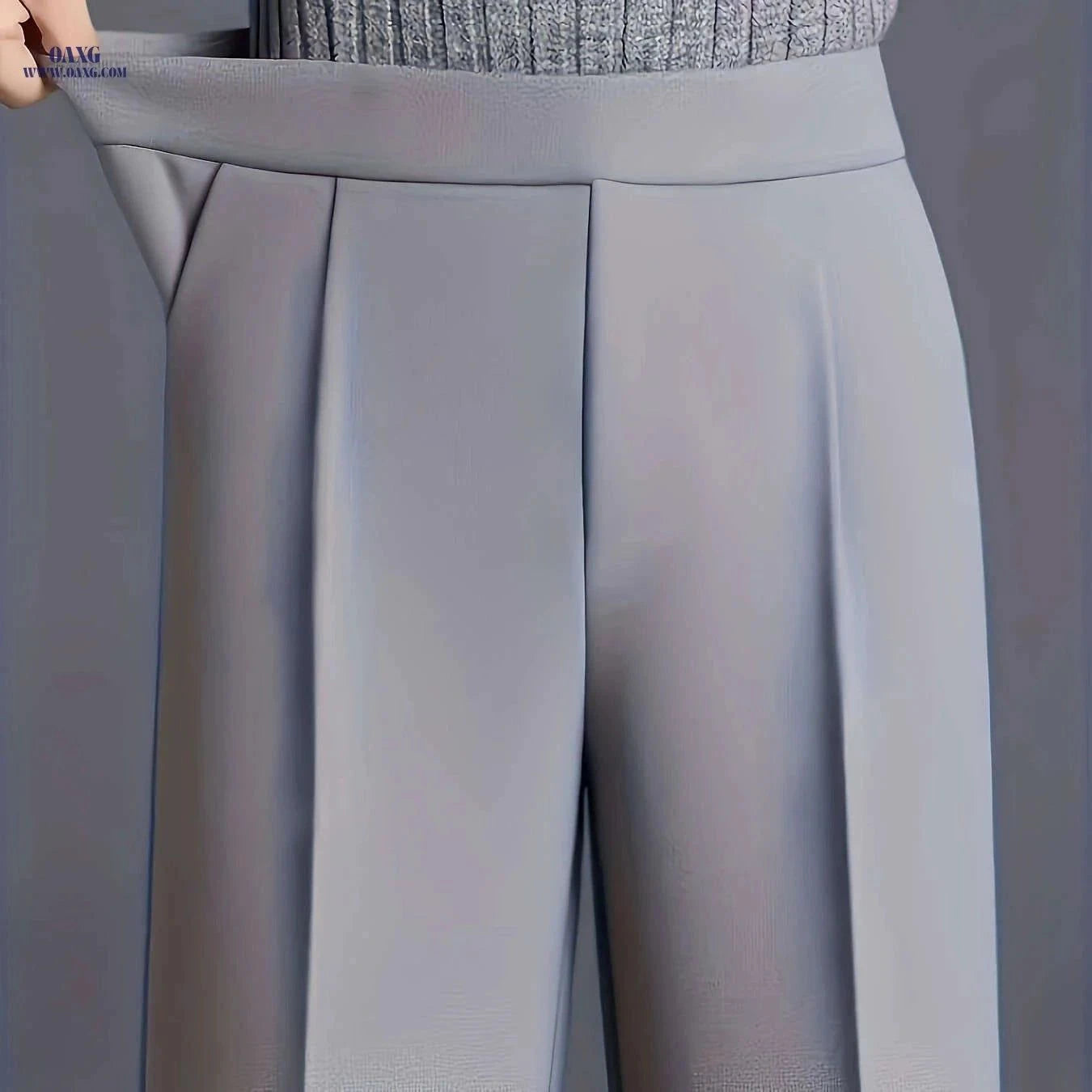 Women's High-Waisted Straight-Leg Pants - Elegant Slant Pockets   OAXG Black / XS